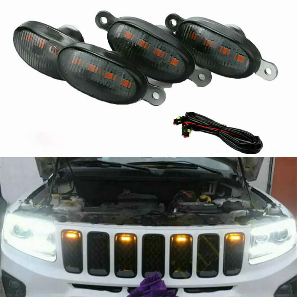 4PCS Front Grille LED Signal Light Grill Mount Lamp For Jeep Grand Cherokee 20 - £14.22 GBP