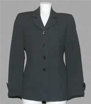 VTG Iris Singer Dark Grey Textured Chevron Stripes Fitted Lined Blazer W... - $32.99