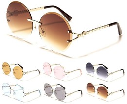 Oversized Beveled Round Lennon Circle Lenses Sunglasses Luxury Faux Pearl Vtg - £7.15 GBP