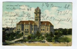 City Hall Postcard Fort Worth Texas 1909 Curt Teich  - $13.86