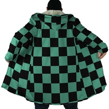 Anime Cloak Coat Unisex Demon Slayer Tanjiro Cloak Anime Fleece Jacket X... - £62.53 GBP+