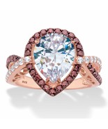 PalmBeach Jewelry 18k Rose Gold-plated Silver Brown and White CZ Engagem... - £39.30 GBP