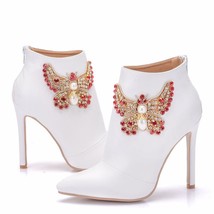 Crystal Queen Fashion Women High Qulaity Ankle Boots Shoes Sexy High Heels Zippe - £43.91 GBP