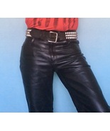 Black Genuine Leather Motorcycle Pants - Xelement, Size 32 - £91.71 GBP