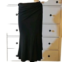 Donna Karan Collection Jersey Wrap Skirt Womens Petite P Black Trumpet Midi - $125.57 CAD