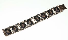 Vintage Thai Silver Siam Niello Enamel Panel Bracelet 7.25" - $173.52
