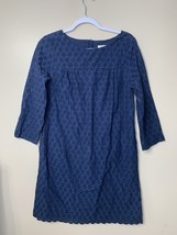 Lands End Canvas Womens Dress Navy Size 10 3/4 Sleeves Knee Length Zippe... - $372.55 MXN