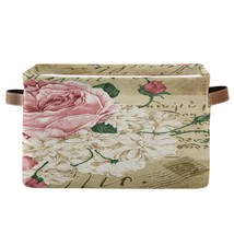 Foldable Storage Bins, Vintage Shabby Chic Pink Rose Floral Storage Boxes Closet - £52.77 GBP