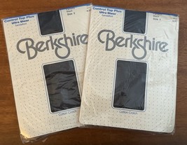 Vintage 80s Berkshire Fantasy Black Control Top ULTRA Sheer Pantyhose Si... - $301.12 MXN