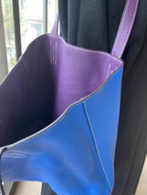 NIB HERMES 45cm Double Sens Blue Hydra/Ultraviolet Clemence Shoulder Bag... - £3,338.63 GBP