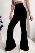 Black Solid Color High Waist Flare Corduroy Pants - $296.32 MXN