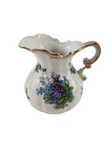 Lefton Porcelain Pitcher Spring Bouquet Purple Flowers Hand Painted 4584 - $10.94