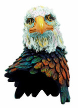 Faux Wood Wild &amp; Free American Bald Eagle Bust Figurine 7&quot;H USA Patrioti... - £24.77 GBP