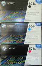 Genuine HP Laserjet Print Cartridge 504A You Pick Black, Magenta, Cyan - £114.22 GBP+