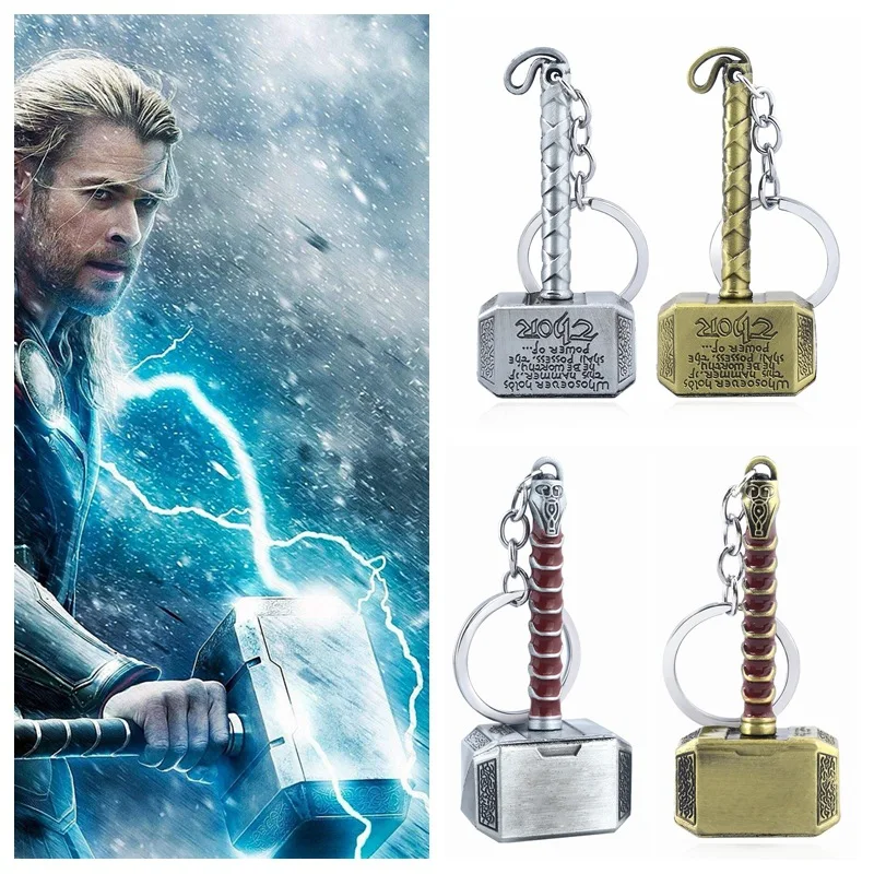 Play New Movie Keychain Fans Thor Hammer Metal Keychain Men Women Car Keyring Ac - £23.68 GBP