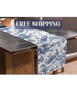 Blue White Table Runner Elegant Dining Decor Vintage Style Farmhouse Hom... - $27.40 CAD