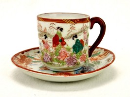 Demitasse Porcelain Tea Cup &amp; Saucer, Geisha Art, Made in Japan, Vintage, TCP14 - £19.60 GBP