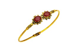 Brass Gypsy Bracelet with Red Carnelian Stones, Traditional Banjara Bangle  - £17.58 GBP