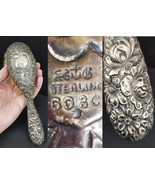Vintage Antique sterling silver hair brush 925 monogram 110g large 8.5&quot; - $1,869.21 MXN