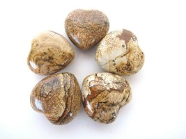 One Picture Jasper Heart 30mm Heal Past Memories Reiki Healing Crystal w... - $13.98 CAD