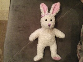 9&quot; Mary Meyer White TERRY BUNNY RABBIT BEAN BAG w/ Hair bow plush stuffed - $24.00