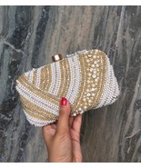 Golden Pearl clutch,South Asian gifts,embroidered clutch bag,indian wedd... - £64.10 GBP