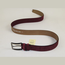 Men Genuine Basket weave Suede Soft Leather Belt PIERO ROSSI Turkey #1002 Wine image 6