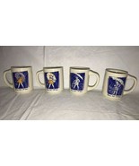 4 Vintage MORTON SALT 150 Yrs LOGO Coffee Cup Bryan China Mugs Japan blu... - £23.72 GBP