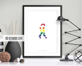 Gay Pride Print, Solidarity Ribbon, Minimal WallArt, Rainbow Colors, LGBTQ, Love - $12.00+