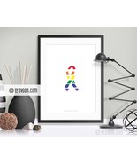 Gay Pride Print, Solidarity Ribbon, Minimal WallArt, Rainbow Colors, LGB... - $12.00+
