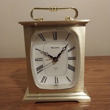 Vintage Bulova Quartz Brass Carriage Desk Mantel Clock With Alarm - Japan - £19.73 GBP