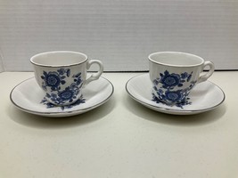 An item in the Pottery & Glass category: (2) ENOCH WEDGWOOD TUNSTALL Ltd Ironstone Royal Blue Tea Cup & Saucer England