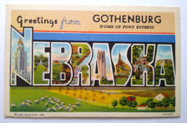 Greetings From Gothenburg Nebraska Postcard Large Letter Curt Teich 1953 Vintage - $13.54