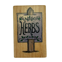 Herbs Sign Garden Stake Comotion Rubber Stamp 857 Vintage 1996 - £7.76 GBP