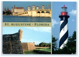 Vintage Bridge Lions Lighthouse San Marcos St Augustine FL Postcard - $5.95