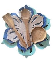 Pioneer Woman ~ 6-Piece Set ~ Wood Spoon ~ Turner ~ Rest ~ 3 Felt Protec... - $25.00