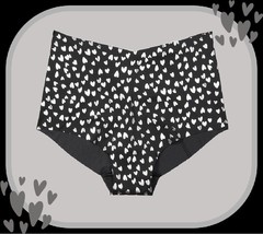 XL  Black SILVER FOIL Heart No Show Victorias Secret High Waist Midi Brief Panty - £15.97 GBP