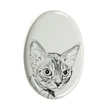 Devon rex- Gravestone oval ceramic tile with an image of a cat. - £7.83 GBP