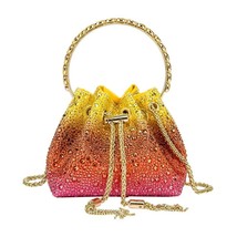 Color s Tel Evening Clutch Bag Women  Handle Shiny Crystal Bucket Purses High Qu - £93.40 GBP