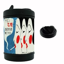 Vintage Illustration Novelty Black Metal Car Ashtray/Mini Trashcan - $238.80 MXN