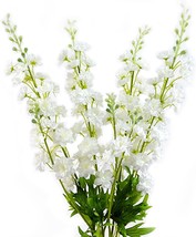 Zooeyroose White Delphinium Artificial Flower Long Stem Flower 4Pcs 33.5In Fake - $32.99