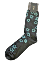 Punto Italian Mens Dress Socks Egyptian Cotton 10-13 Flower Power Black Italy  - $26.43