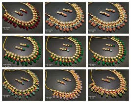 Joharibazar Indian Ethnic Kundan Gold Plated Wedding Earrings Choker Jewelry Set - £35.30 GBP