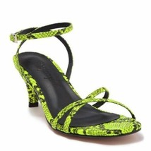 Free People Green Lime Snake Salina Strappy Heeled Print Sandals sz 40 new - £45.81 GBP