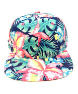 BRIGHT HIBISCUS HAWAIIAN FLORAL PRINT SNAPBACK HAT CAP FLOWER FLAT BILL ... - $390.34 MXN