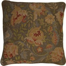 Handmade Needlepoint Throw Pillow 20x20 Flowers Rust Bronze Hand-Beaded - £382.82 GBP