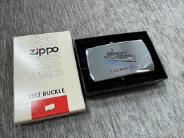Vintage USS Nitro AE-23 Zippo Belt Buckle Chrome w Box US Navy Ship Veteran - $1,125.71 MXN