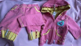 Baby Sara Girls 2 Piece Outfit Pink (etc) Zip Up Hoodie &amp; Pants Sz S (12-18 Mos) - £5.41 GBP