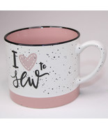 I Love To Sew Coffee Mug Tea Cup Pink White &amp; Black In Color Medium Size... - $194.51 MXN