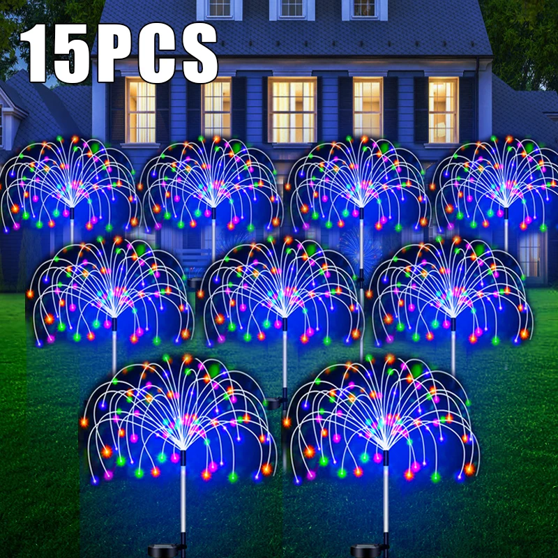 Solar LED Pathway Lights Outdoor Waterproof Garden Decor Firework Fairy Solar La - £18.81 GBP